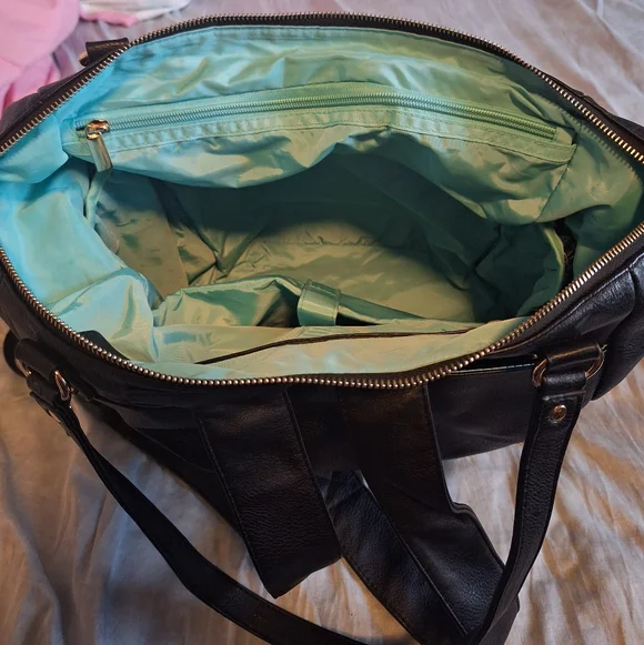 Mominside Black Leather Baby Diaper Bag Backpack, 14 Pockets & Changing Pad - Picture 11 of 16